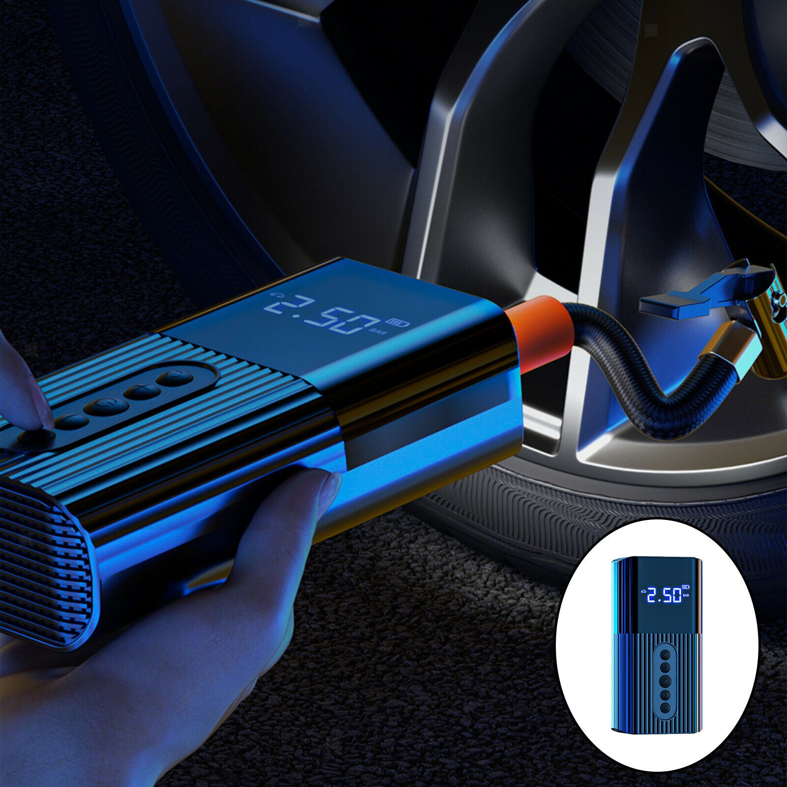 Car Tyre Pump USB LED Light SOS Design for Car Motorcycle LC-D15 Wireless