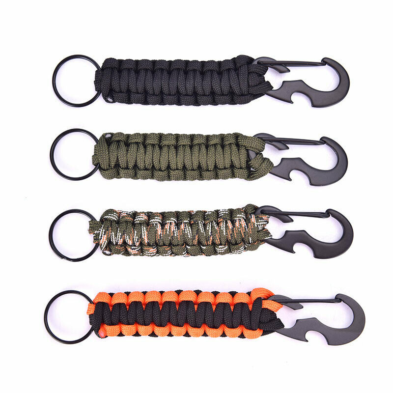 Outdoor Keychain Ring Camping Carabiner Paracord Cord Rope Camping Open.l8