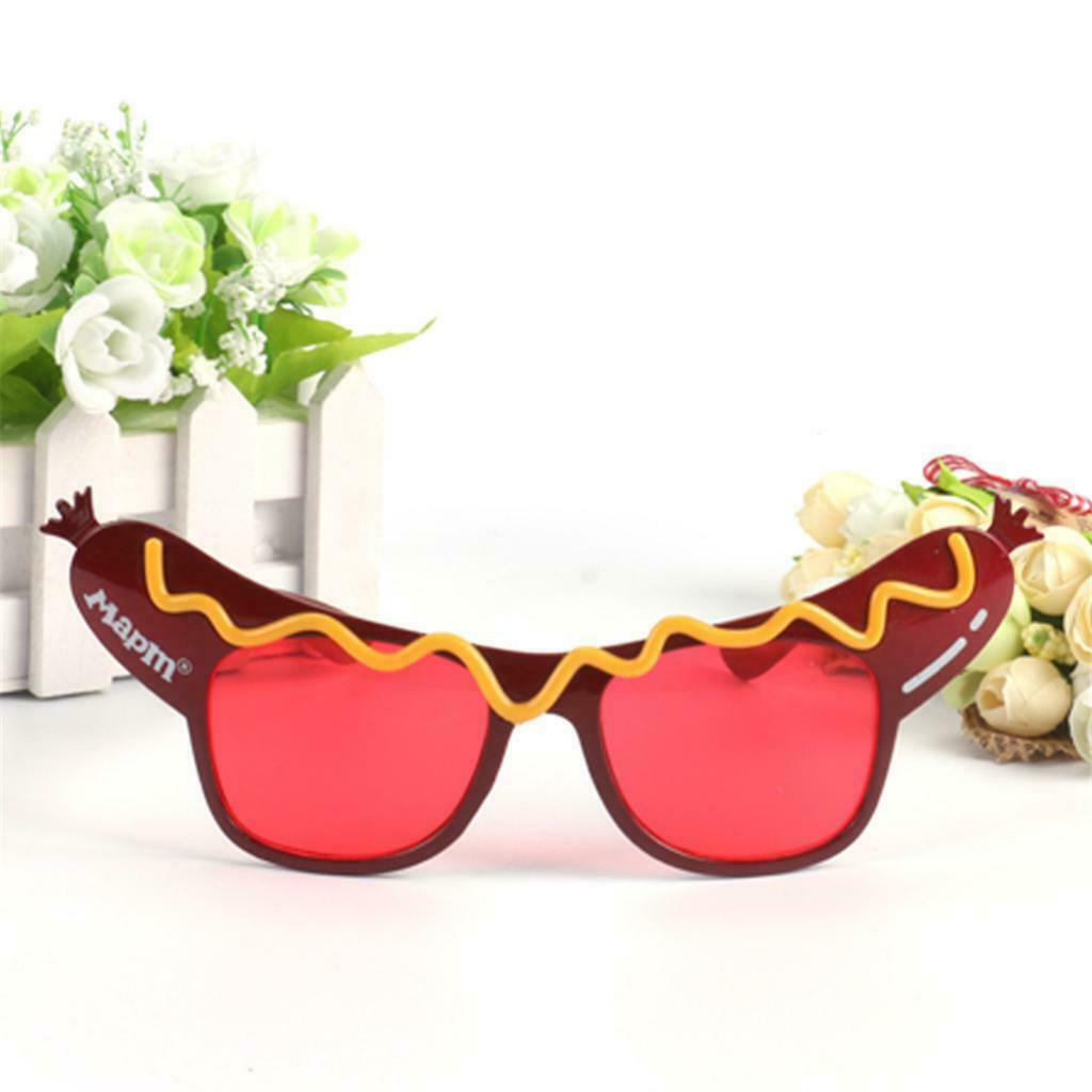 Women Girls Novelty Costume Glasses Hot Dog Print Design Event Eyewear Gifts