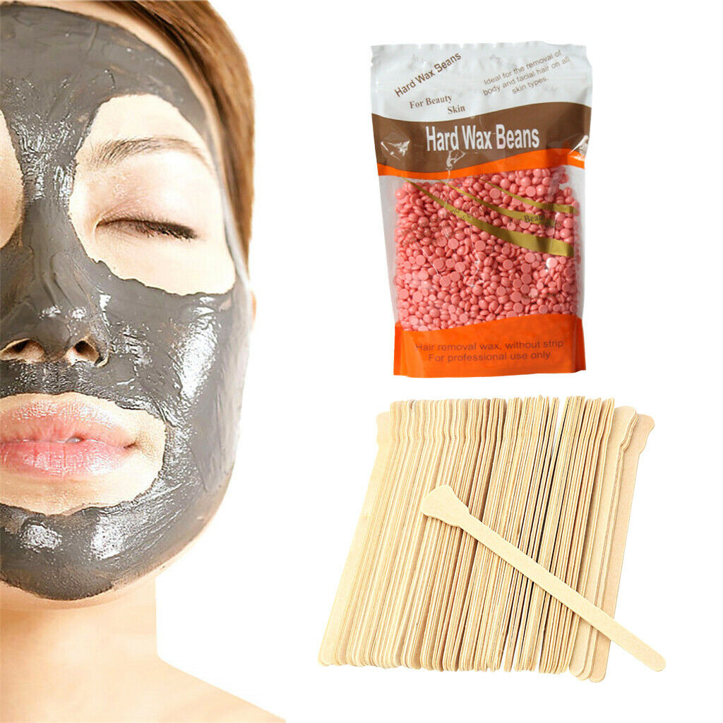 100g Hard Wax Beans Depilatory Arm Bikini Waxing Hair Removal + Spatulas