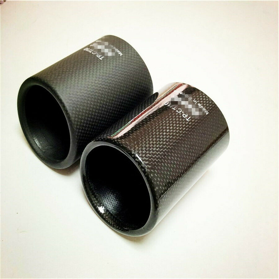 3'' Carbon Fiber Surface Exhausts Pipe Cover Glossy Muffler Pipe Tip Universal