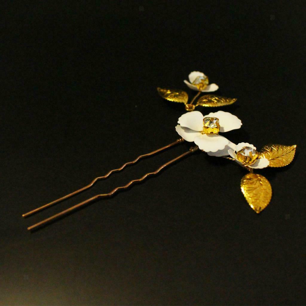 Foral Bridal Hair Clip With Imitation Pearls U Shape Jewelry For Wedding Party