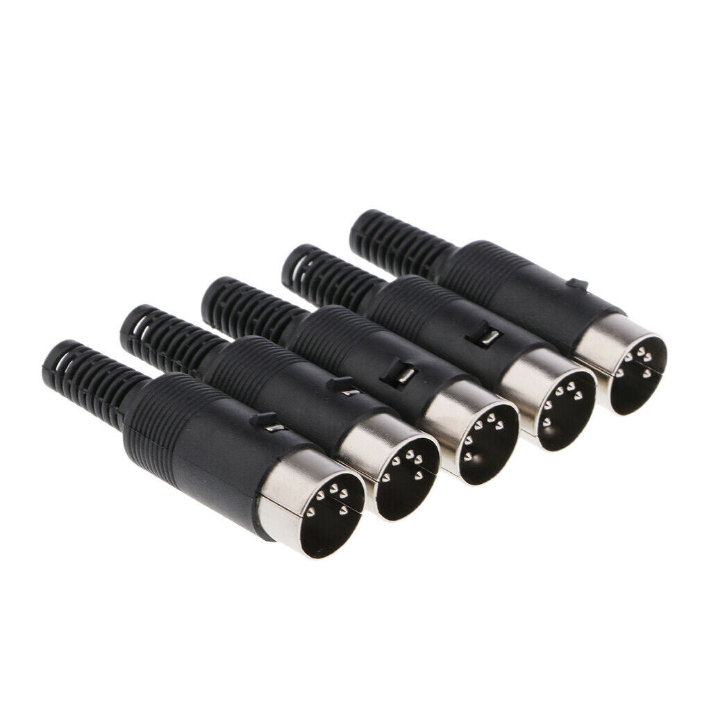 Male Plug Cable Connector 5 Pin With Plastic Handle Adapter pack of 5