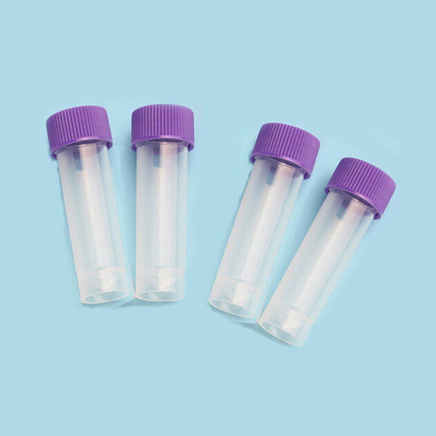 10pcs 5ml Plastic Test Tubes Vial Purple Cap Pack Container