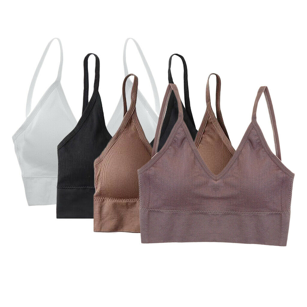 4pcs Women's Bralette Spaghetti Straps Bustier Camisole Tank Top Sport Bra