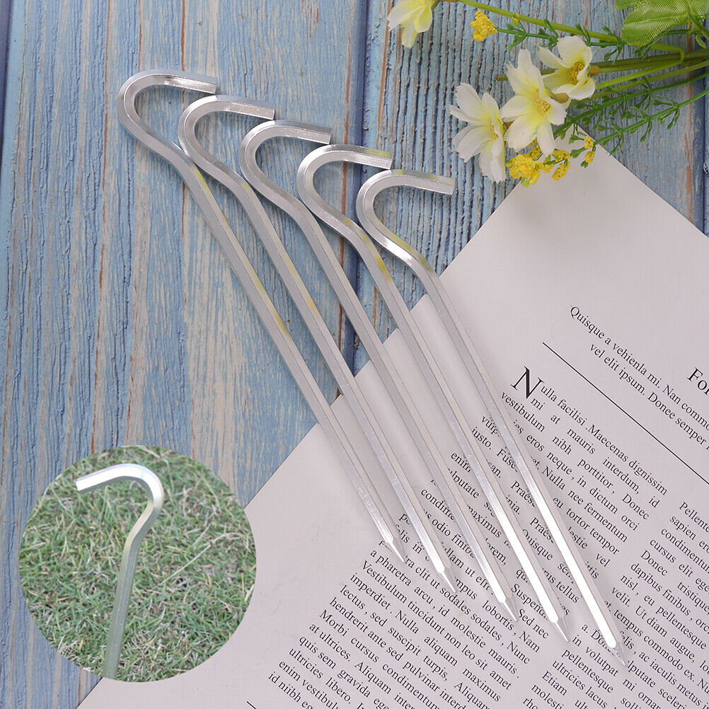 5 Pcs Alloy Tent Stakes Pegs Heavy Duty Nail Head 7.01Inch Solid Steel Me Hu SJ