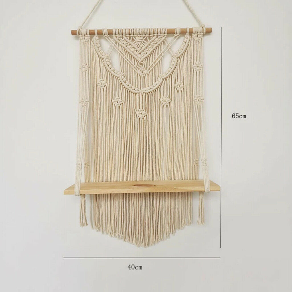 Macrame Rustic Fabric Shelf Mobile Tapestry Tassel Hanging Book Wall