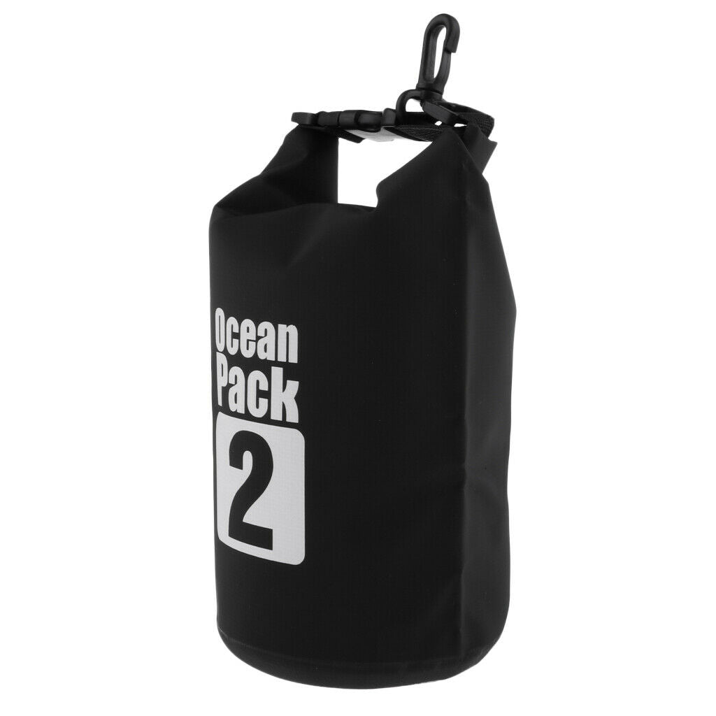 2X 2L PVC Waterproof Dry Bag Sack for Canoe Boating Kayaking Floating Black