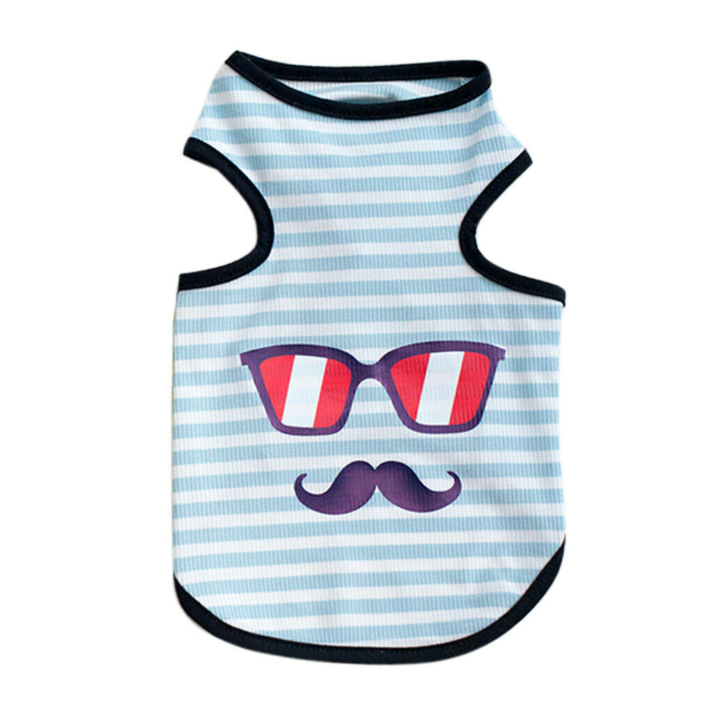 Sunglasses Print Pet Puppy Dog Cat Pet Clothes Dress Vest T Shirt Blue S