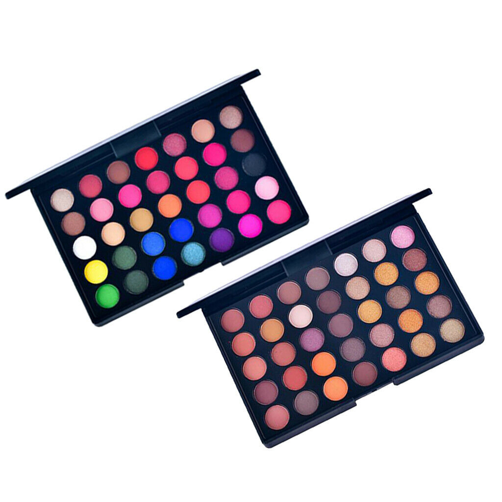 2 Pieces Professional 35 Colors Eyeshadow Palette Pallete Waterproof Gifts