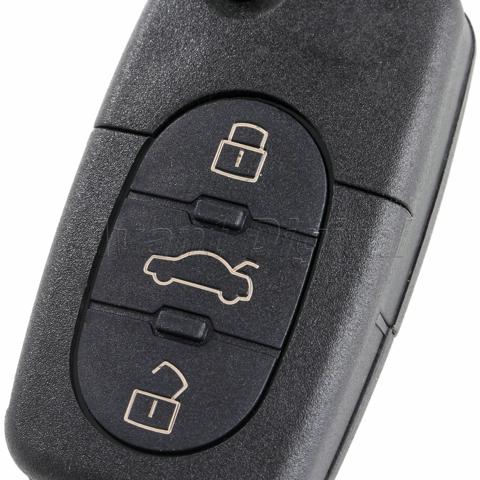 Black 3 Button Flip Remote Key Fob Blade Case Shell For  TT A2 A3 A4 A6 A8