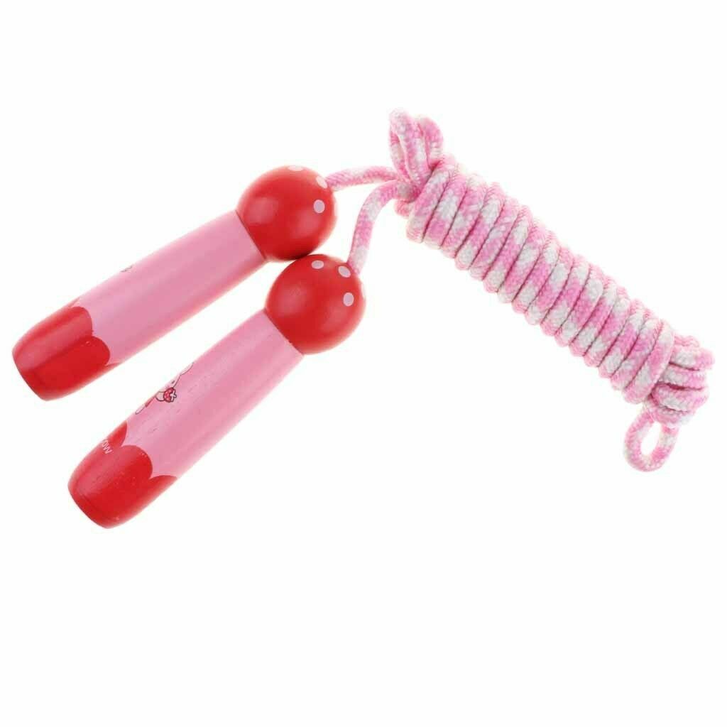 Adjustable Skipping Jump Rope Wooden Handle Fitness Equipment Pink