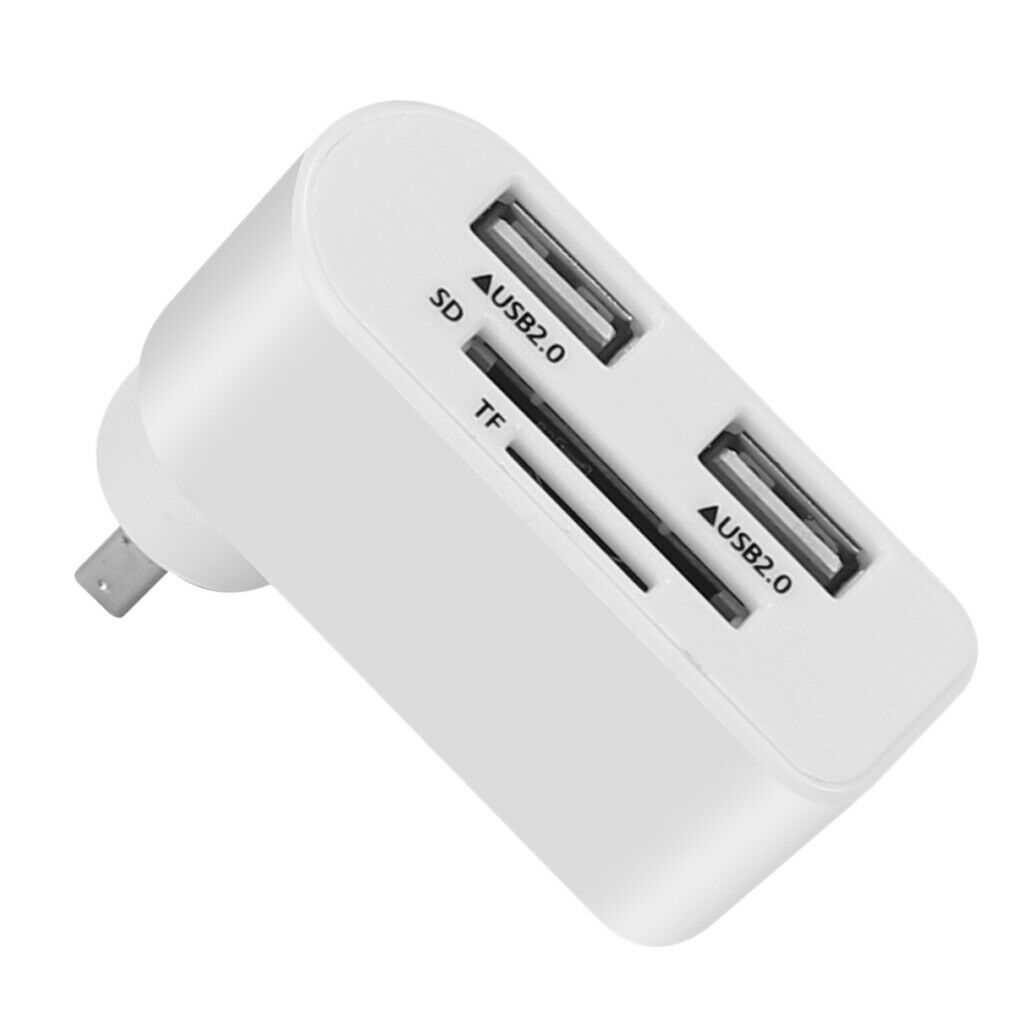 2 Port USB 2.0 Rotate 360 Splitter Adapter Hub For PC Notebook Laptop White