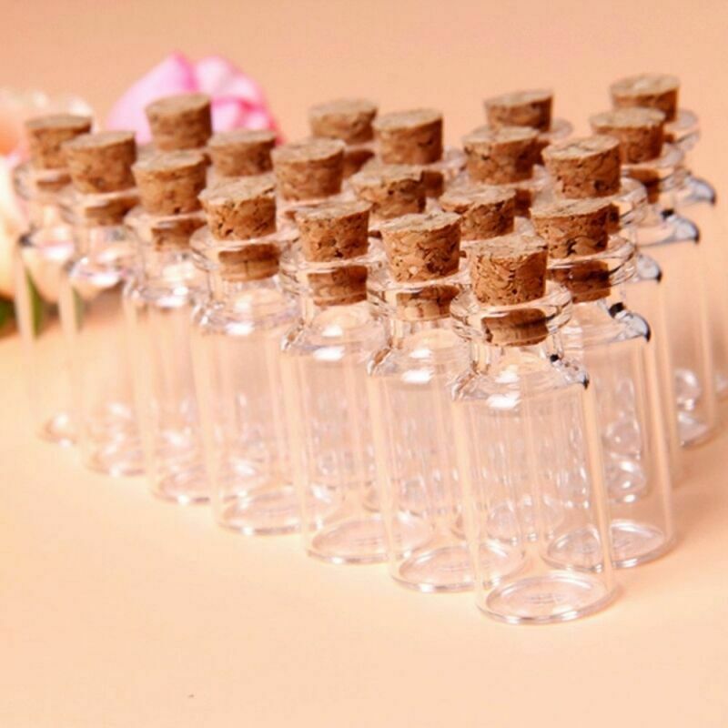10 pcs Clear Empty Bottle Glass Pendant Vial with Cork Jewelry Making Charm 5ml
