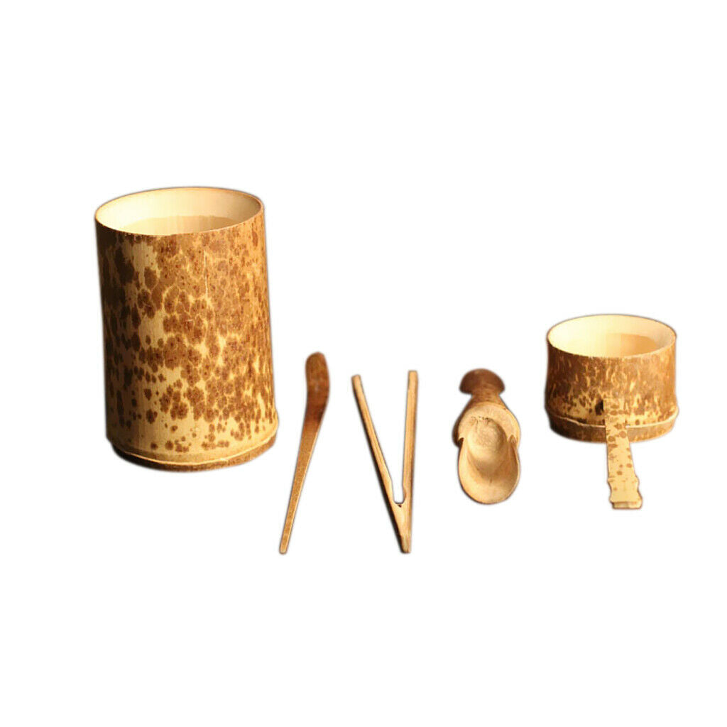 5Pieces Bamboo Tea Strainer Tea Bucket Tea Spoon Kit Kung Fu Tea Ceremony