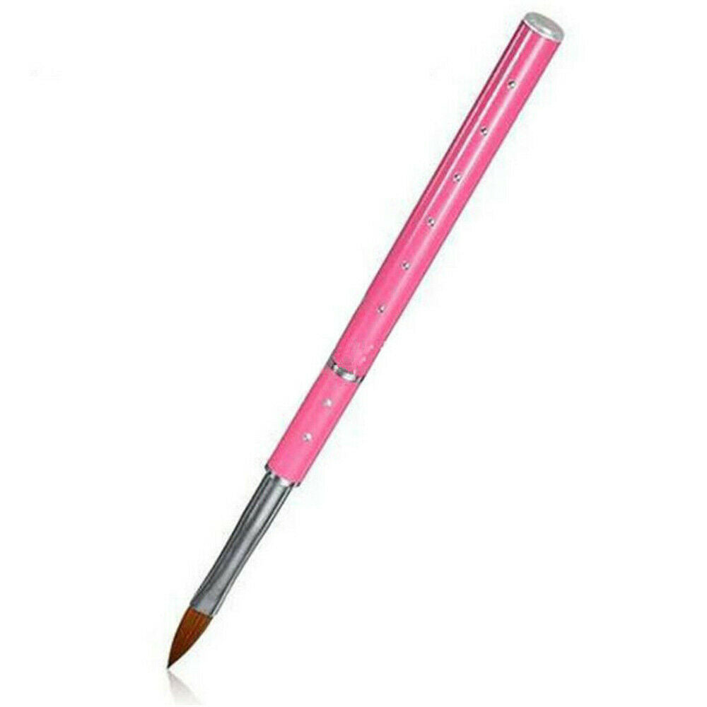 Kolinsky Hair Nail Art Acrylic Brush Metal Handle With Diamond DIY Makeup Tool !
