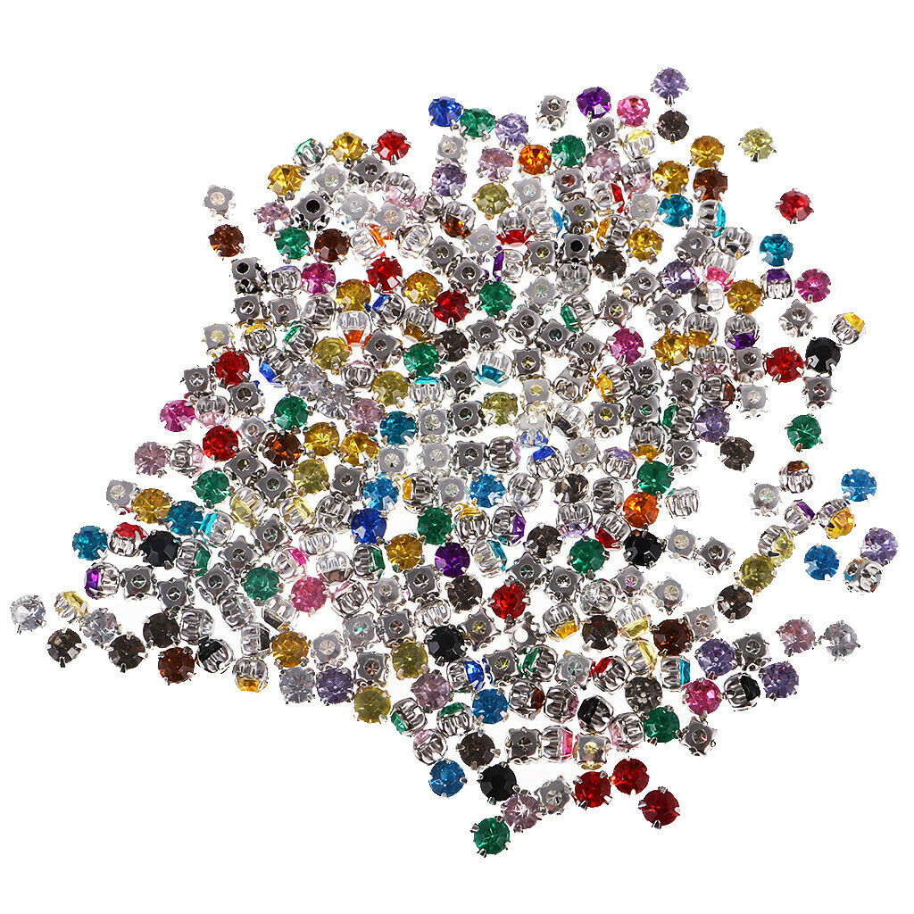 300pcs Sew On Crystal Loose Beads Faceted Beads Wedding Embellishment 6mm