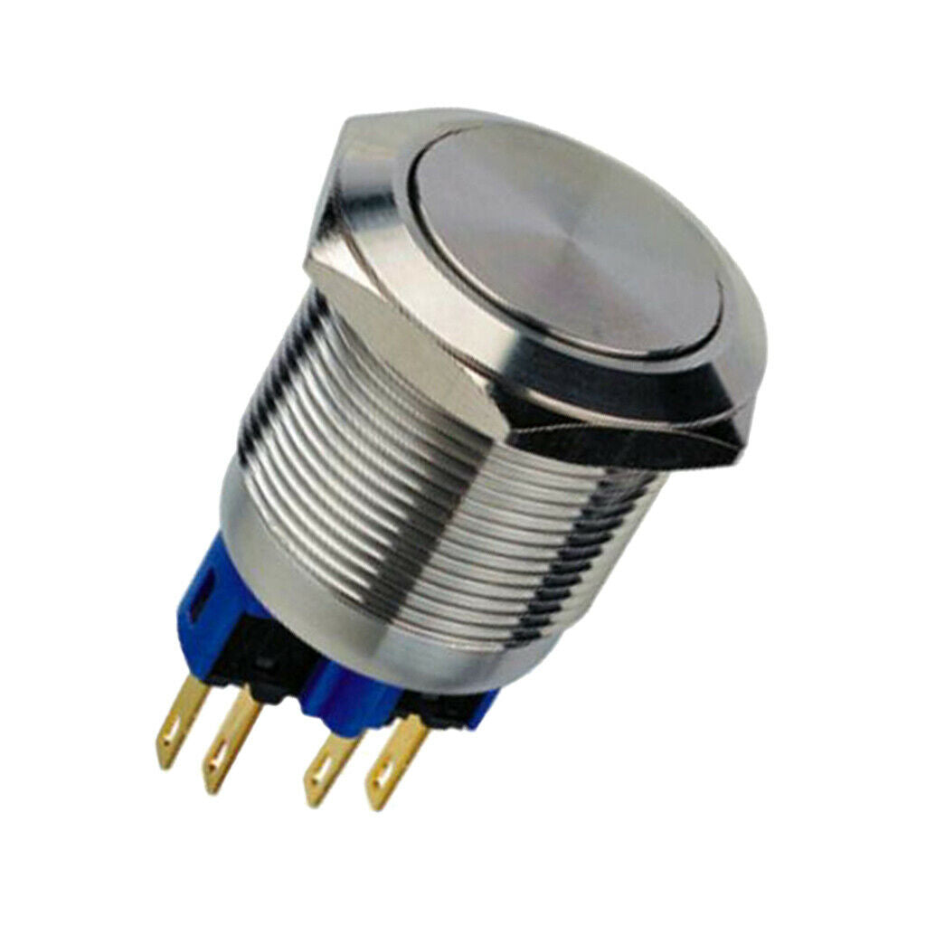 22mm 250V Falt Self-reset Stainless Steel Push Button Switch IP67 1NO1NC
