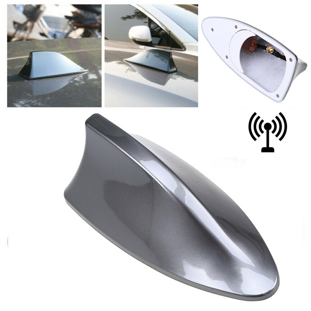 Car Truck Roof Aerial Cover FM/AM Radio Signal Grey Shark Fin Antenna Universal