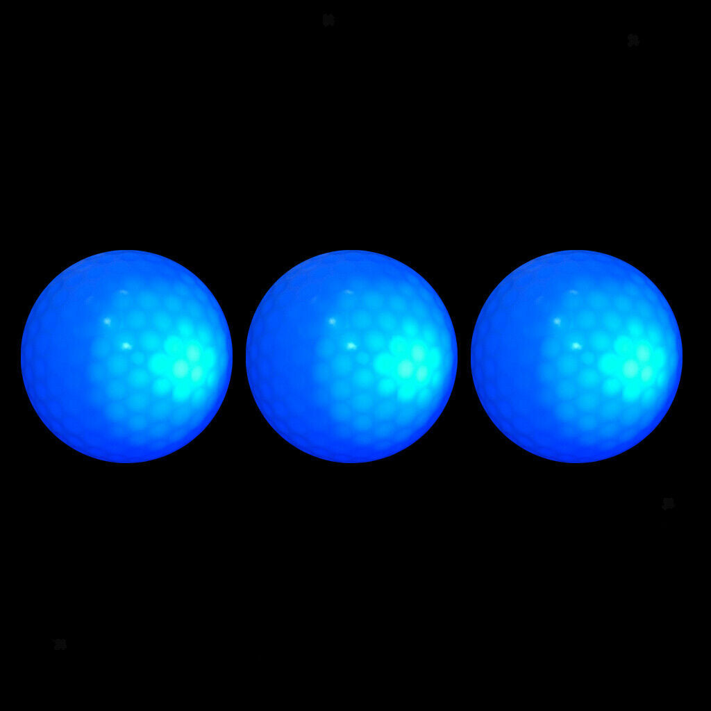3Pcs Glow In Dark Blue LED Golf Ball Night Golf Sports