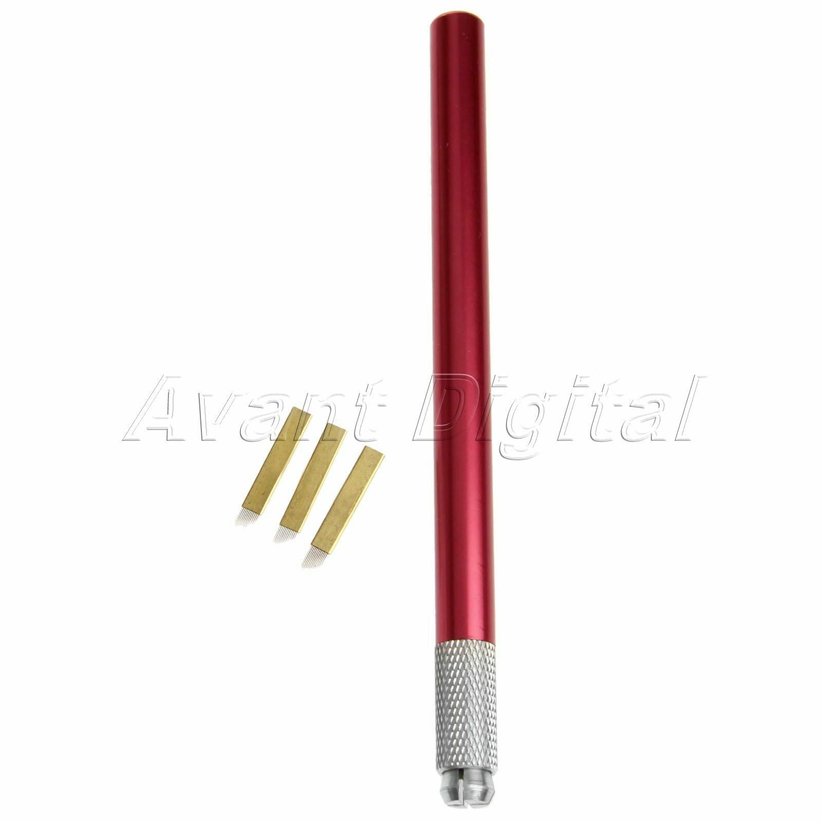 Manual Microblading Tattoo Pen + 10pc 12pin Blade Needle Makeup Eyebrow Tools