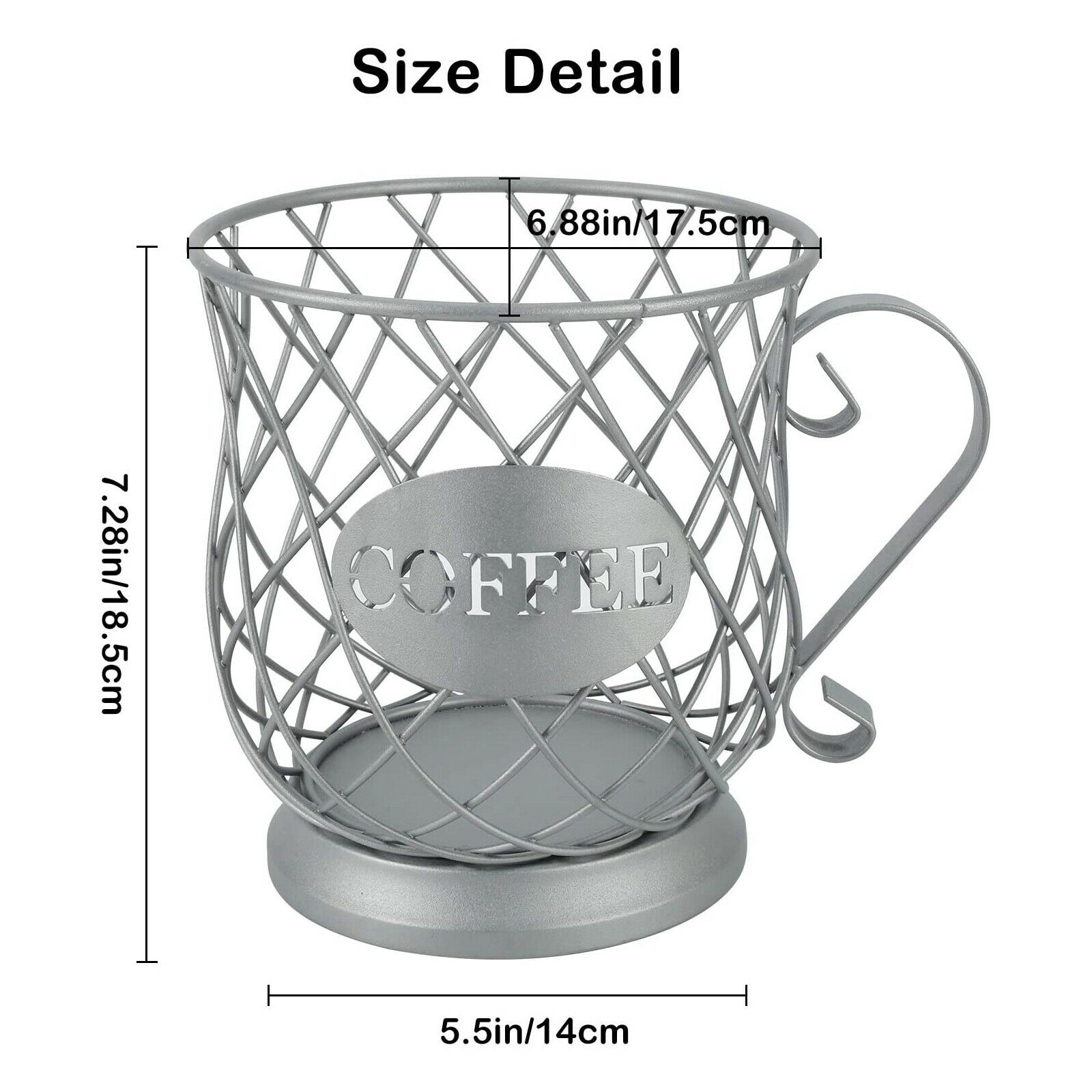 Espresso Coffee Pod Holder Mug Cup Fruit Storage Basket Large Capacity