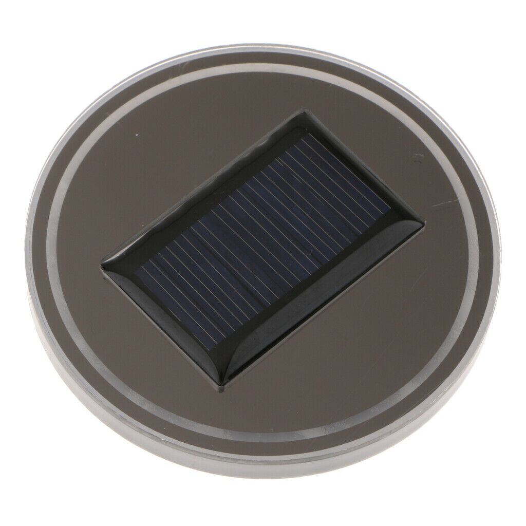 Solar RGB LED Light Cup Holder Bottom Pad Interior Decor Universal Car Party