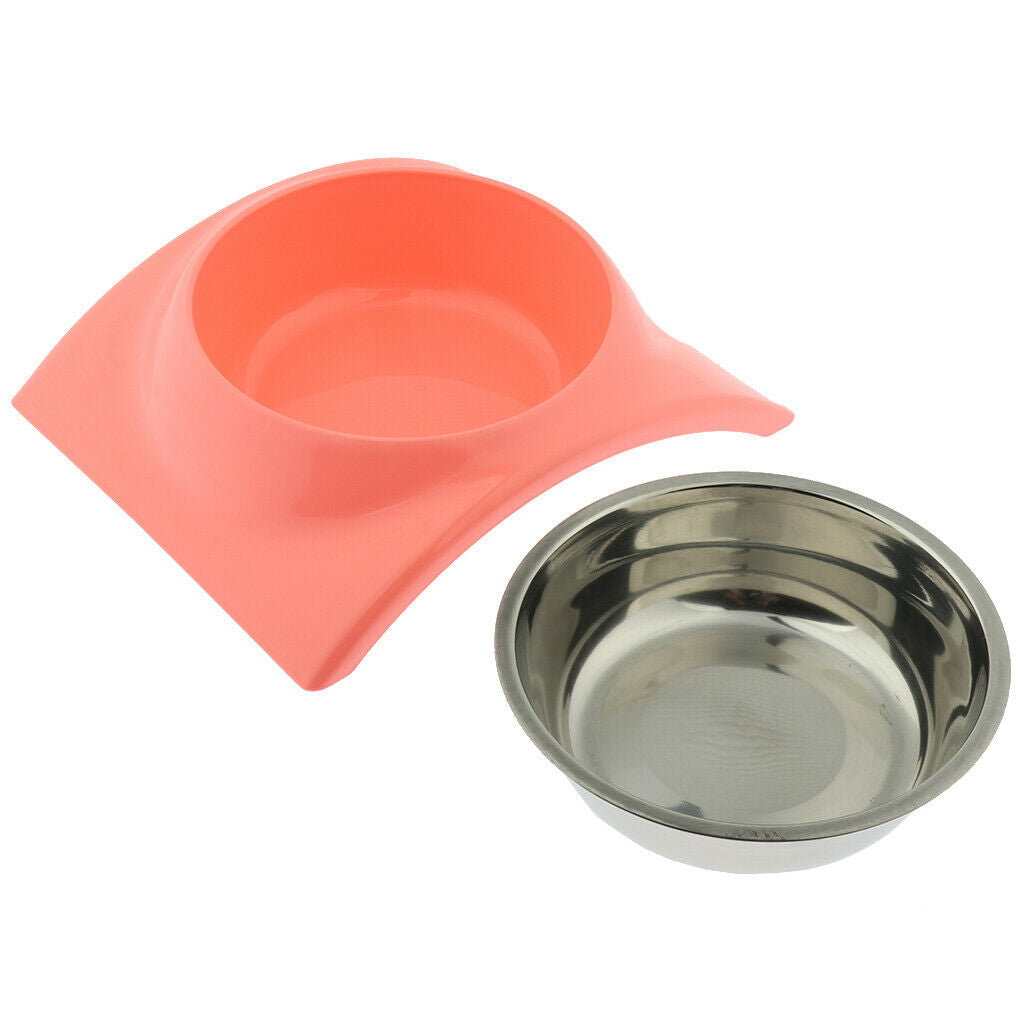 Pet Dog Dual-Use Food Bowl Pet Slip and Leakproof Bowl Stainless Steel Pink
