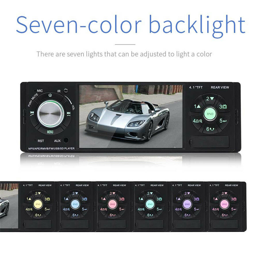4.1" HD 1Din Car Audio Stereo MP5 Player Bluetooth FM Radio AUX w/Remote Control