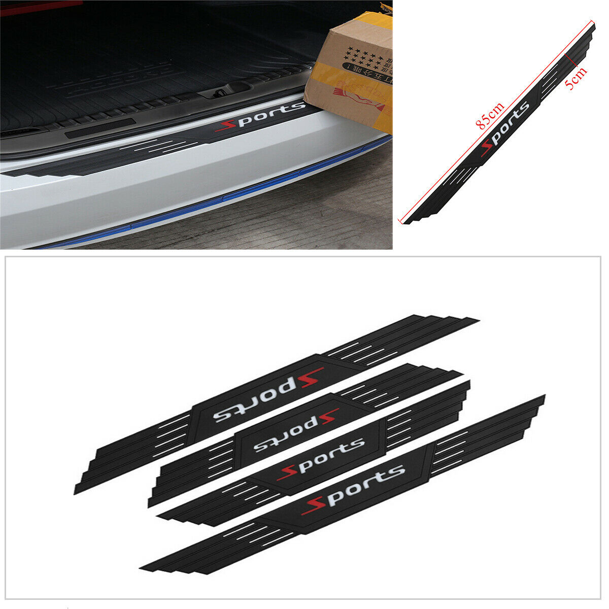 4PCS Universal Rubber Car Door Anti-scratch Plate Threshold Cover Step Protector