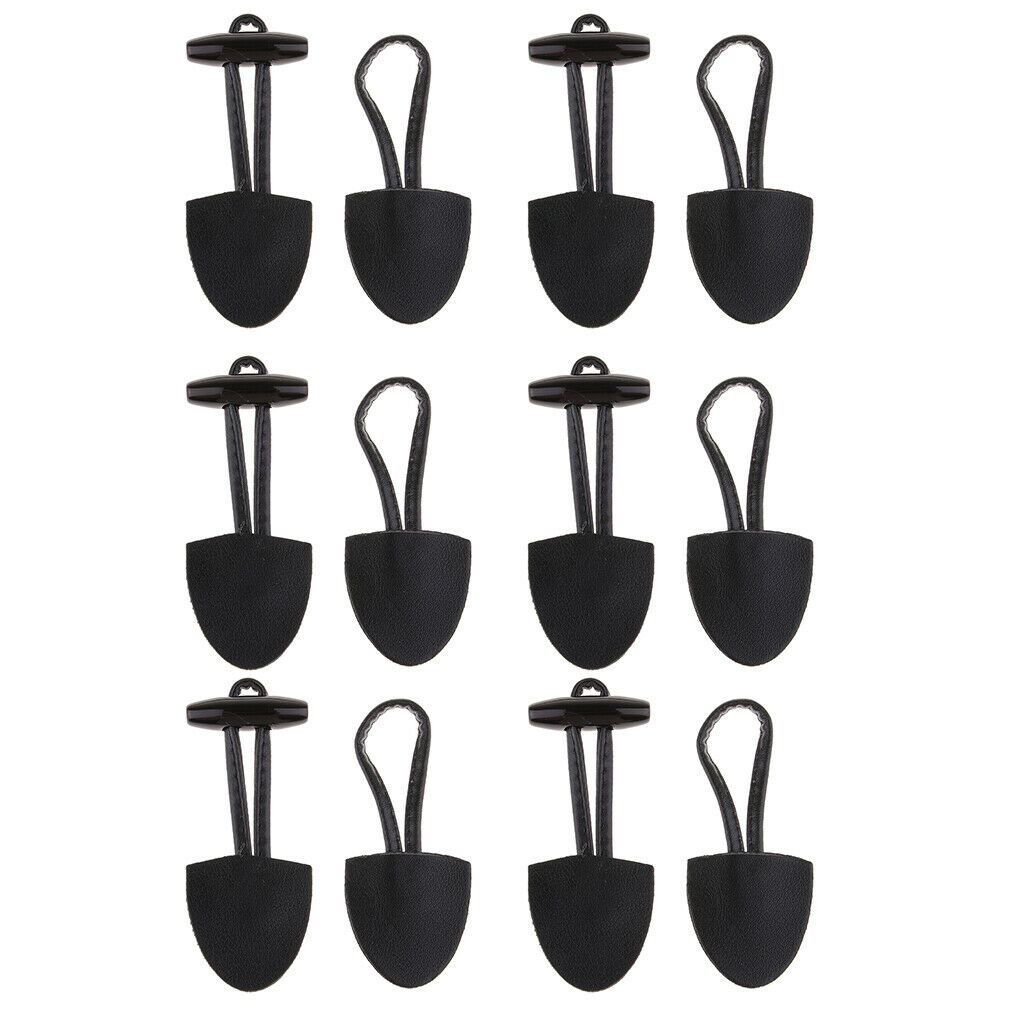 12pcs Horn Toggle Button Clasp for Coat Jacket Decoration Sewing Black