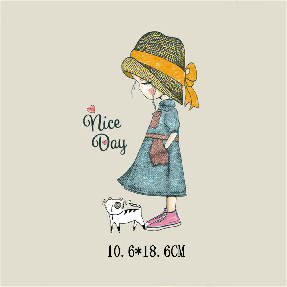 girl heat transfer nice day patch ironing stickers iron on patches appliq.l8