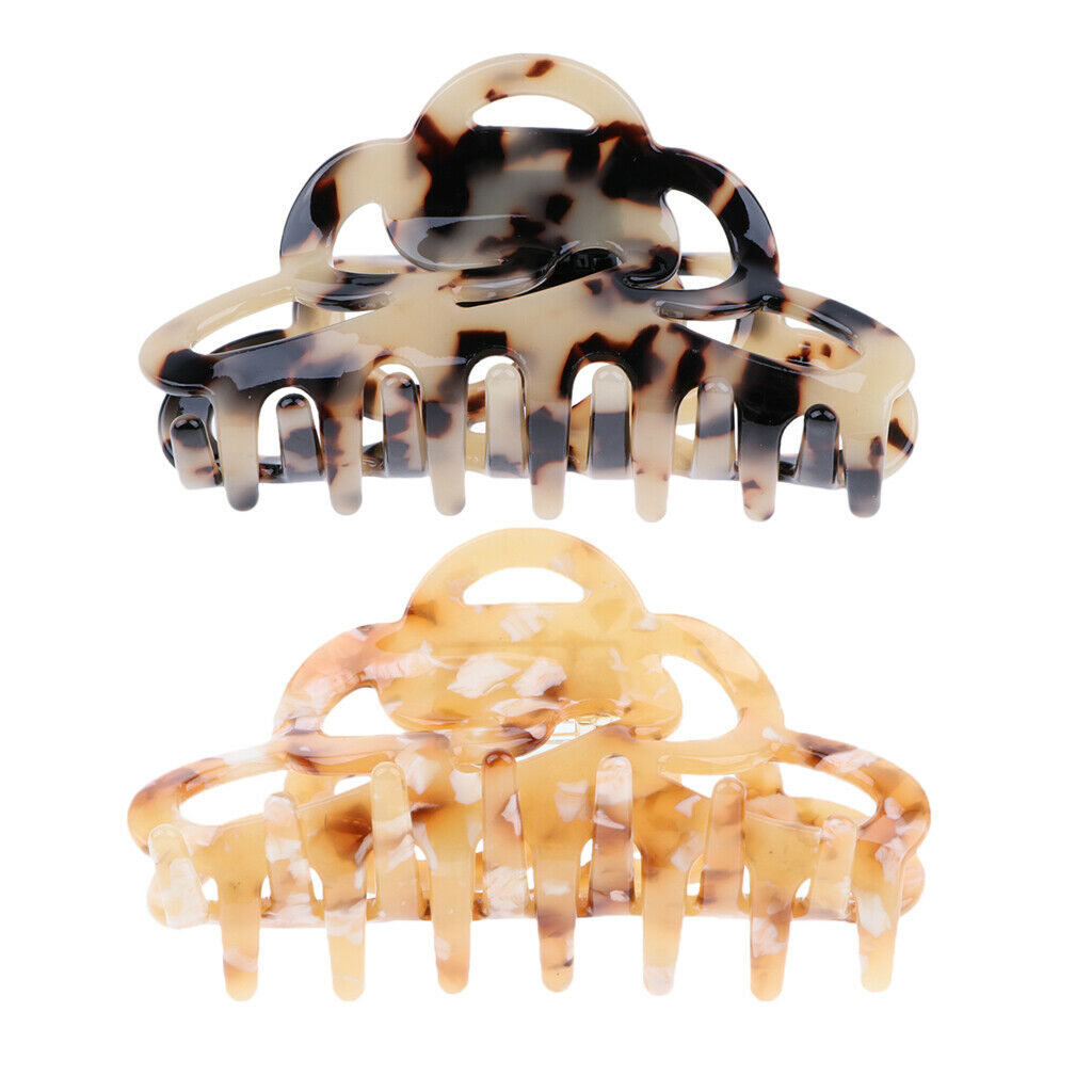 2Pcs Women's Acrylic Hair Claw Clips Barrette Grips Clamp Hair Accessories