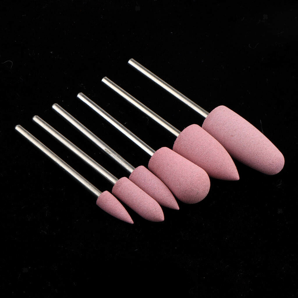 6pcs Silicone Nail Art Drill Bit 3/32â€™â€™ Cuticle Cleaner Electric Files Manicure
