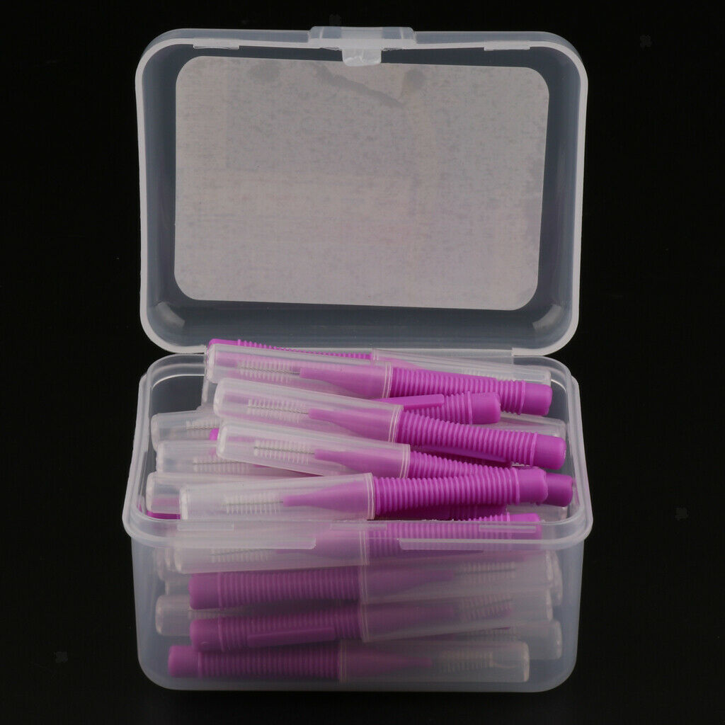 80x Dental Interdental Brush Toothpick Teeth Cleaning Oral Care Purple+Pink