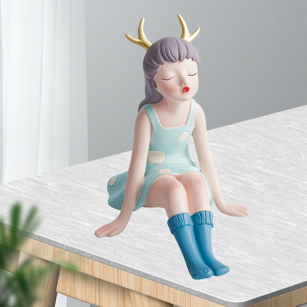 Lovely Girl Statue Craft Art Sculpture Home Bedroom Office Cabinet Ornaments