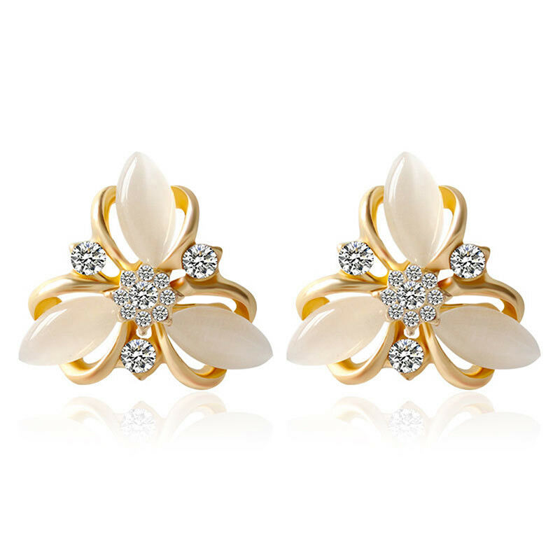 Opal Flower Hollow Out Necklace Earrings Jewelry Sets For Wedding ParDEAU
