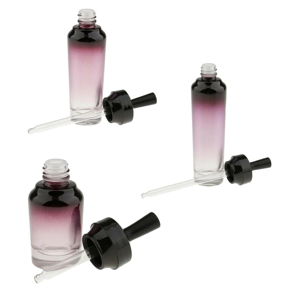 3x Refillable Glass Essential Oil Bottles Dropper Bottles Vials Eye Dropper