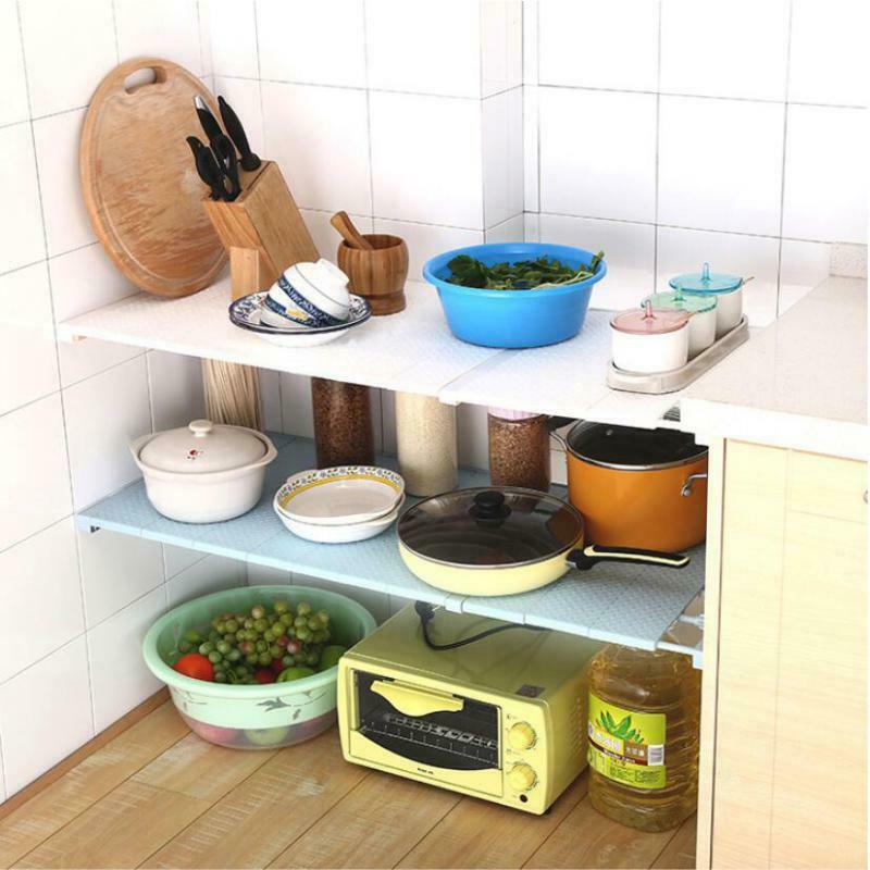 Expandable Shelf Closet Organizer Storage Adjustable Rack Rod Pink 38-55cm