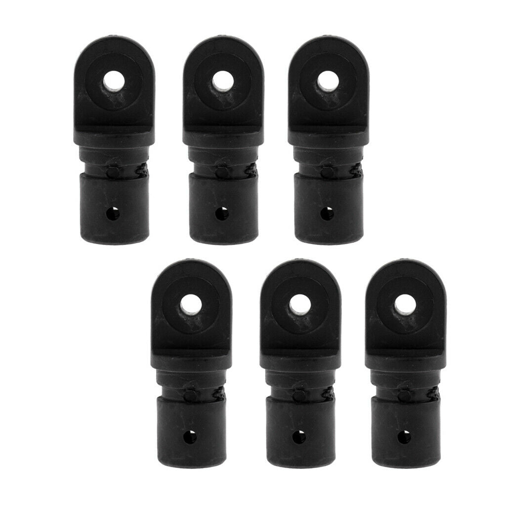 6pcs Boat Bimini Fittings, 7/8inch Internal Eye End, Nylon, Black