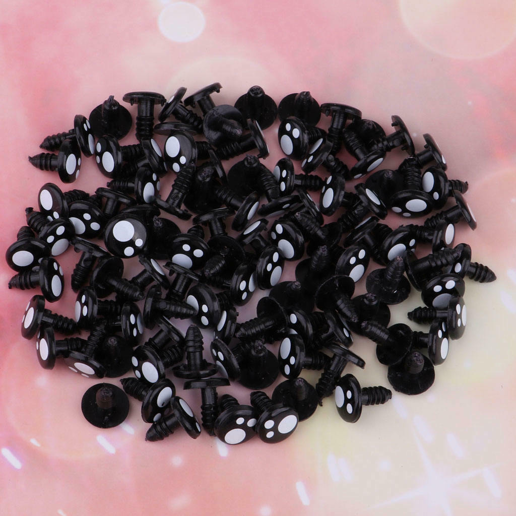 100pcs Plastic Safety Eyes Round Eyeballs For Bear Soft Stuffed Animals 12mm