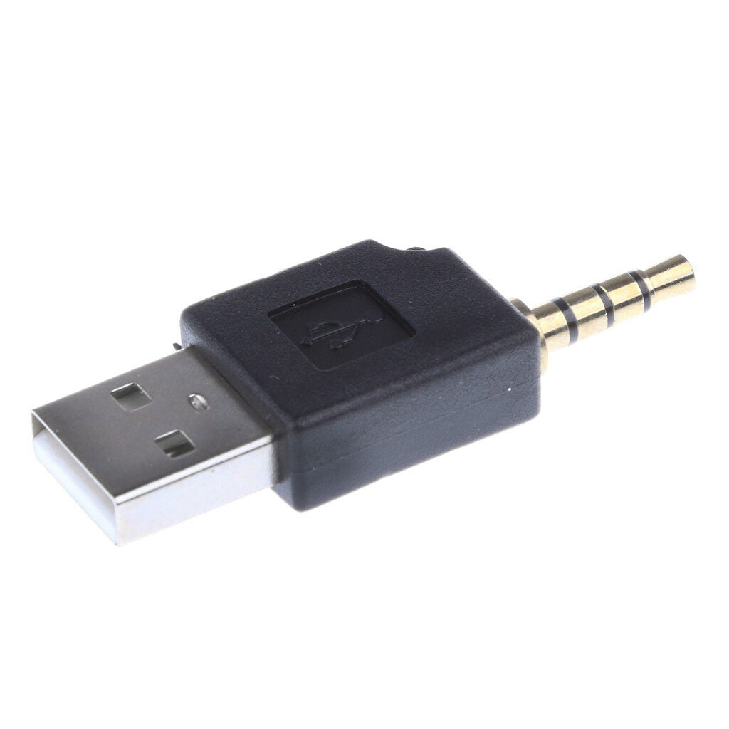 3.5mm Audio to USB Male Adapter Charge Adapter for iPod Shuffle 2nd Black