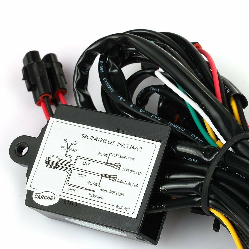 LED Daytime Running Light DRL Relay Harness Automatic On/Off Control Switch Kit
