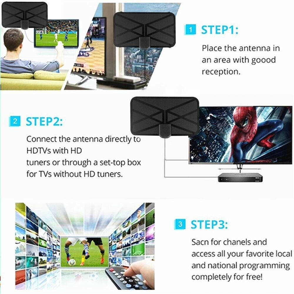 Digital TV Antenna Indoor Ground Wave HDTV Amplified Signal Reciver Booster 4K