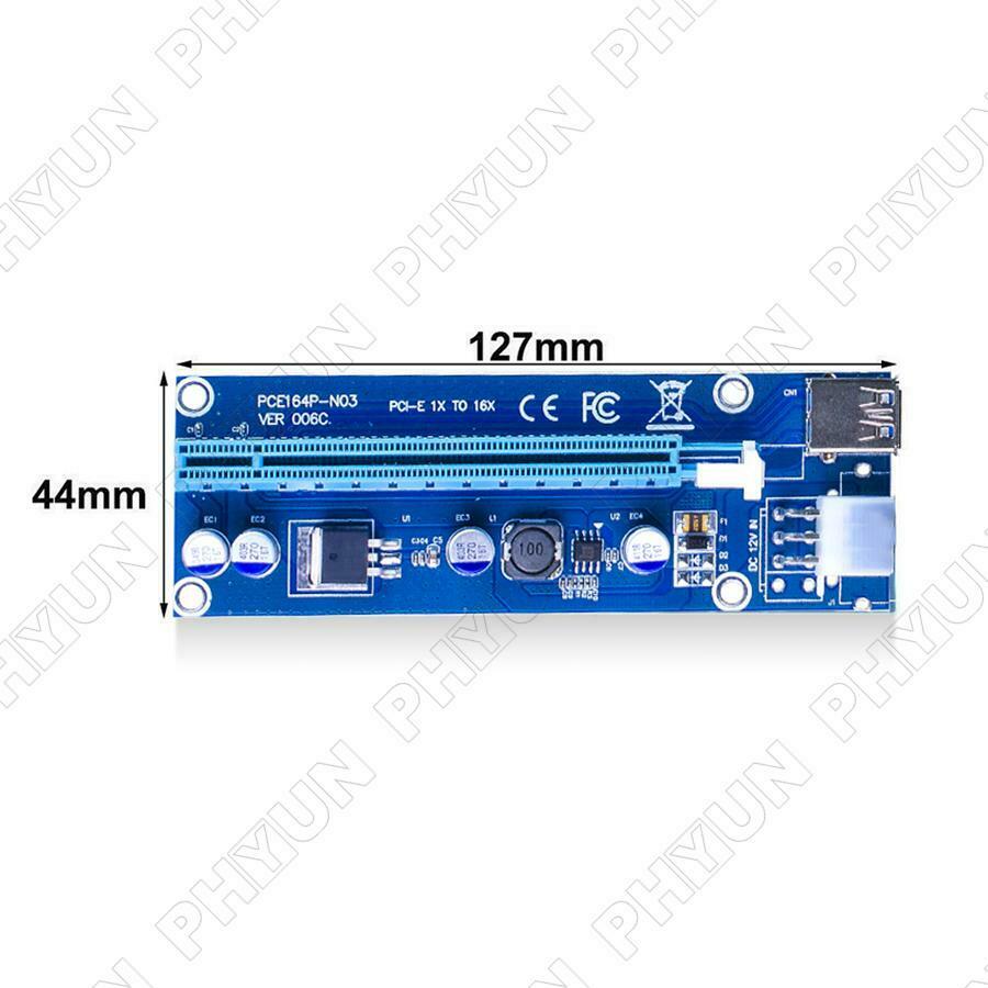 10x PCI-E 16X Riser Board 1X Adapter Card w/ SATA & USB Cable For BTC ETH Mining