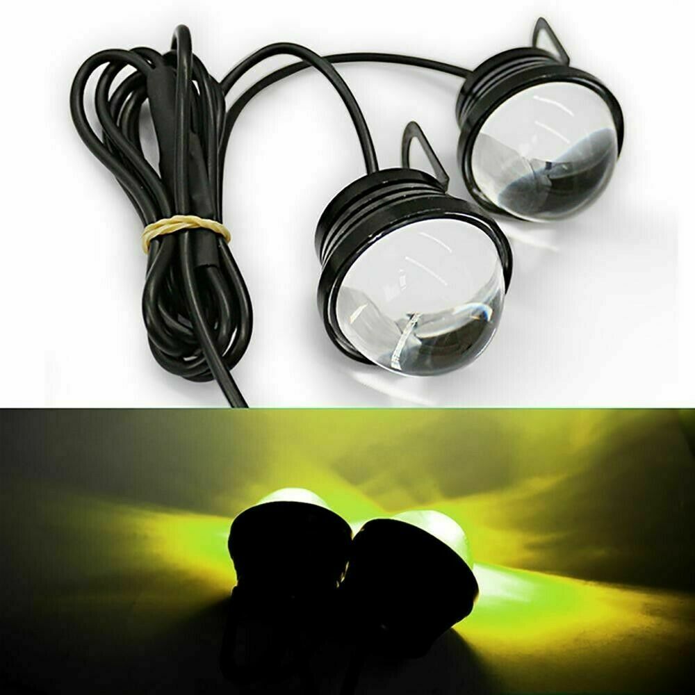 Amber Eagle Eye Lamps LED DRL Fog Daytime Running Car Light Tail Backup 12V 2pcs