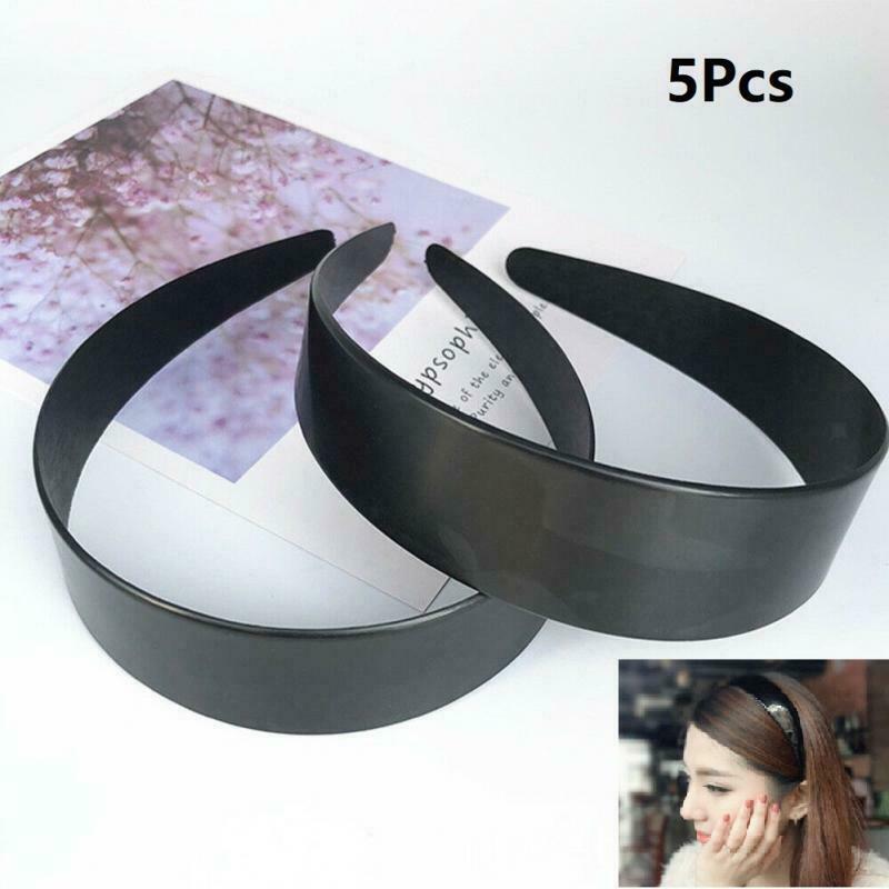 5pcs DIY Plain Plastic Hair Band 3cm Wide Headband Hoop Hair Accessories Black