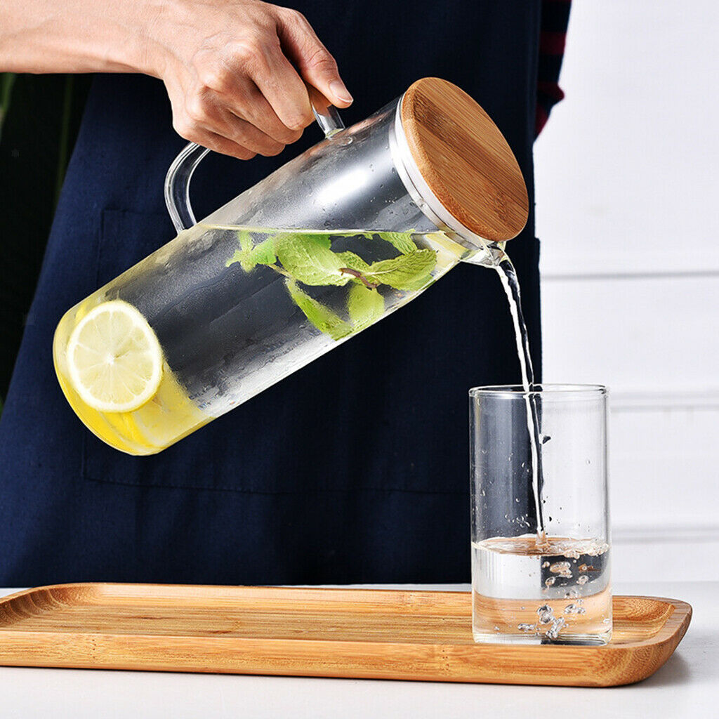 Glass Jug with Dust Cover Large Capacity for Water Iced Tea Coffee 26x8cm A