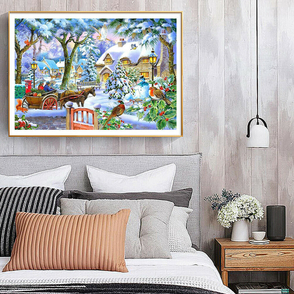 Winter View 5D DIY Full Square Diamond Painting Rhinestones Mosaic 50x40cm @