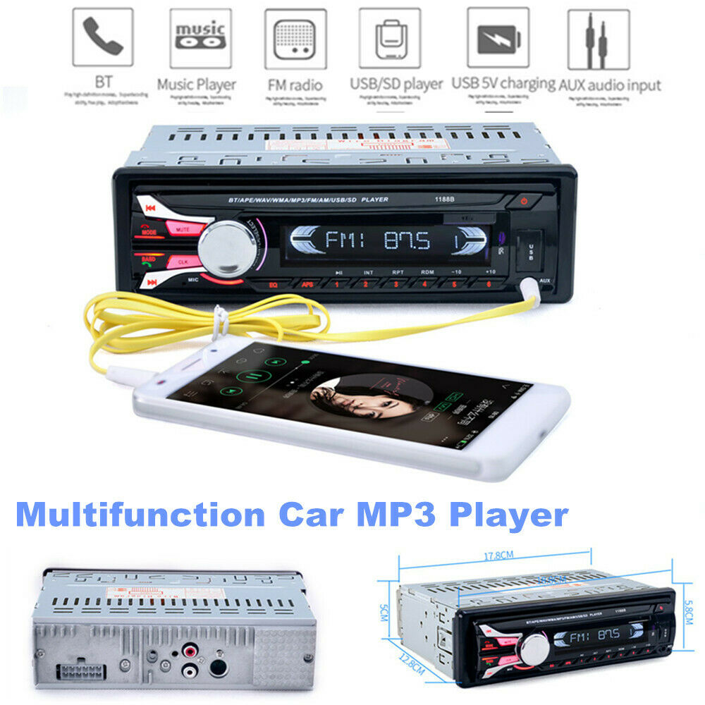 Single Din Car Stereo Bluetooth Mp3 Player Hands-free Call Audio Radio Receiver